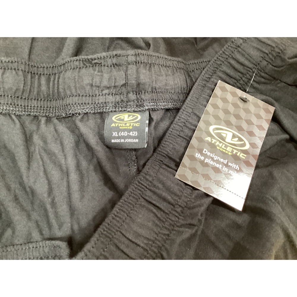 Athletic Works Mens Black Cotton Blend Athletic Shorts XL Drawstring Pockets - Picture 4 of 4